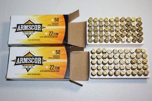 lot 26 image: Armscor 22 TCM 40 grain jacketed hollow point cartridges - 2 boxes
