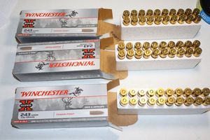 lot 27 image: Winchester 243 WSSM 100 grain deer & antelope cartridges - 3 boxes