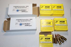 lot 31 image: HS Munitions .243 WSSM ammo, 95 gr bonded soft point - 40 cartridges total