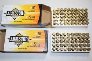 lot 36 image: Armscor 22 TCM 40 grain jacketed hollow point cartridges - 2 boxes