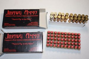 lot 42 image: Jihawg Ammo 1 box 45 auto 230 gr. and 1 box .308 Win 147 gr.