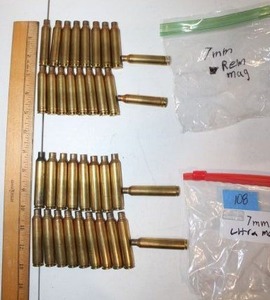 lot 108 image: Empty brass cartridges - 7mm