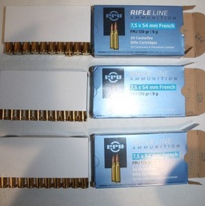 lot 151 image: Ammo PPU Rifleline 7.5 x 54   139 gr FMJ - 3 boxes