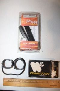 lot 248 image: Weaver scope lens caps and Sun Optics Swedish Mauser sport mount