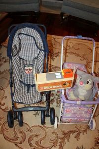 lot 54 image: Doll strollers, Disneys snack shack, and Thumper toy