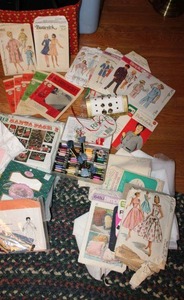 lot 62 image: Sewing patterns and craft items