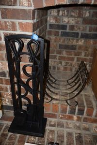 lot 70 image: Fireplace tool set and firewood caddy