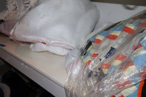 lot 238 image: Blankets, mattress cover, and white rugs