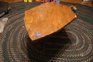 lot 152 image: Slate top side table (notice fossil prints)