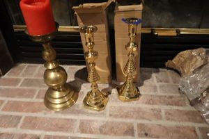 lot 334 image: Brass candle holders