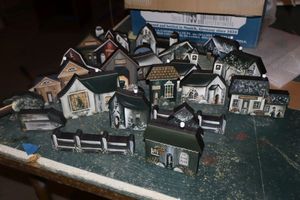 lot 356 image: Painted wooden Christmas village