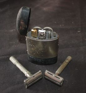 lot 49 image: Vintage Gillette Safety Razor Travel Set, likely Dating from the Early 20th Century, Which Includes Two Safety Razors and Manicure Set.