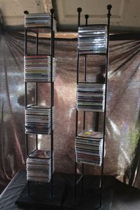 lot 61 image: Black Metal Multimedia Two Storage Towers, with Contents