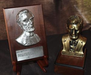 lot 72 image: Vintage Bronze Bust and Matching Wall plaque of Abraham Lincoln