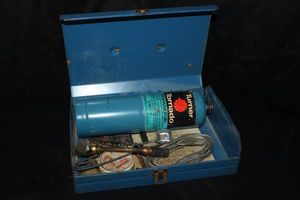lot 151 image: Vintage Turner Tornado Propane Torch with the Original Blue Metal Carrying Case