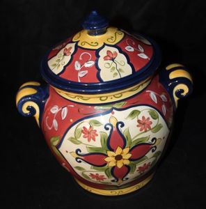 lot 175 image: vintage Pier 1 Vallarta hand-painted earthenware cookie jar