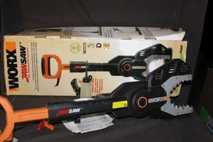 lot 201 image: Worx WG320 20V Power Share Jaw Saw Cordless Chainsaw, a Specialized tool designed to cut branches directly on the ground safely