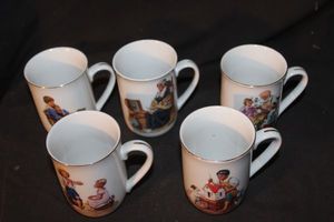 lot 240 image: Five Norman Rockwall Museum Collection with gold trim