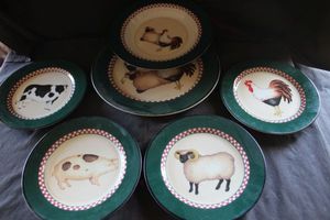 lot 281 image: International Tableworks for Henry &amp Company Vintage 1996 Farmhouse animal dishes Approximately 49 Pieces