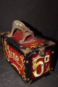 lot 297 image: Vintage hand painted wooden 5 cent shoeshine box&nbsp