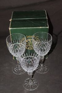 lot 318 image: Galway Irish Crystal Wine Goblets by Towle Company Vintage (1980s) set of Three Crystal Wine Goblets, beautiful goblets. with original box 24% lead Crystal