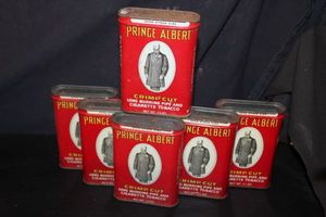 lot 29 image: Six Vintage Prince Albert Crimp Cut Tabacco Tins