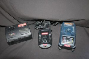 lot 353 image: Three Ryobi 18v ONE battery chargers only, No batteries