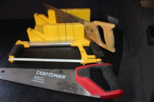 lot 355 image: Craftsman miter saw and a hacksaw set