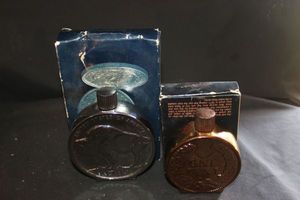 lot 372 image: Two Avon vintage decanter bottles with original boxes. Indian Head Penny and 1913 Five Cent Piece Bottle