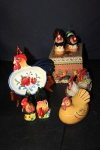 lot 404 image: Chicken and Rooster Decorations as Shown