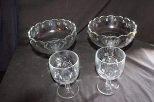 lot 426 image: Two Teardrop Compotes and Two Thumbprint Goblets
