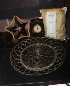 lot 476 image: Faux Leather Curtains and other Home Deco Items