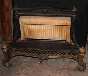 lot 497 image: Antique Cast Iron Humphry Radiant Fire Gas Fireplace Insert