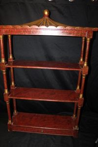 lot 568 image: 3 Tier Chinoiserie Style Pagoda Wall Self, with Small Drawer at the Bottom.