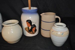 lot 578 image: Decorative Butter Churn, Pitcher and, Vases as Seen in Photos