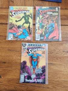 lot 27 image: Selection of vintage DC Comics - Superman #1-1987, Superman #392-1984, and #2-1988