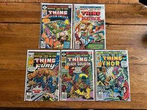 lot 197 image: Selection of vintage Marvel Comics - 1970s Marvel Two in One presents - 23,24,26,27,42