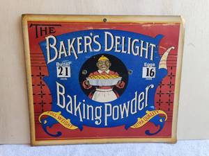 lot 138 image: Vintage collectible The Bakers Delight Baking Powder advertisement cardstock - price wheels rotate