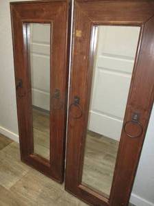 lot 5 image: Pair of  Wood Hanging Mirrors - 16W x 44T