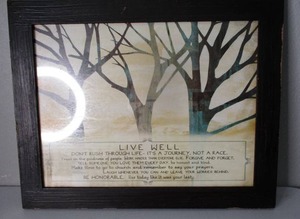 lot 26 image: Wood Framed Live Well Wall Hanging - 23W x 18T