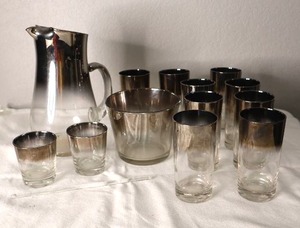 Vintage MCM Vitreon Queens Lusterware Barware Set