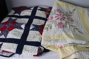 lot 73 image: Two Handmade Quits, one with needlepoint