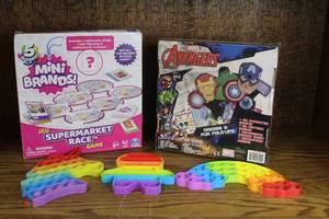 lot 95 image: Marvel Avengers Origami & Fun Fold-Ups craft kit. And   5 Surprise Mini Brands Supermarket Race Game both NIB and more see pictures