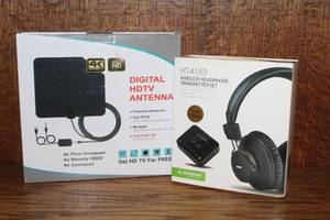 lot 97 image: Avantree HT4189 Wireless Headphone Transmitter Set. And indoor digital HDTV antenna designed to receive over-the-air television channels