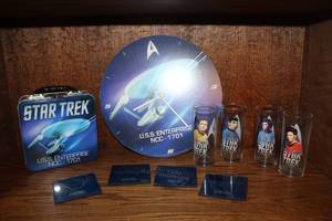 star trek lot metal lunch box/coasters/clock/and glasses