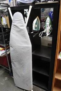 lot 161 image: Ironing board with two irons