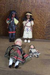 lot 185 image: vintage Native American themed dolls and vintage Dutch dolls