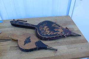 lot 78 image: vintage fireplace bellows, specifically featuring Chinoiserie decoration