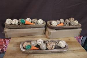 lot 257 image: 3-wooden dough bowl sets are rustic home decor items typically used as table decor