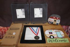 lot 281 image: Mesh Metal Locker Shelfs and SkillsUSA Texas District Winner medal and more see pictures for details